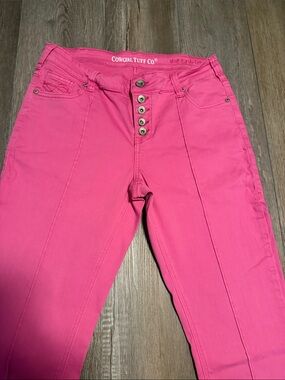 Cowgirl Tuff Western Jeans Womens Trouser Button Hot Pink